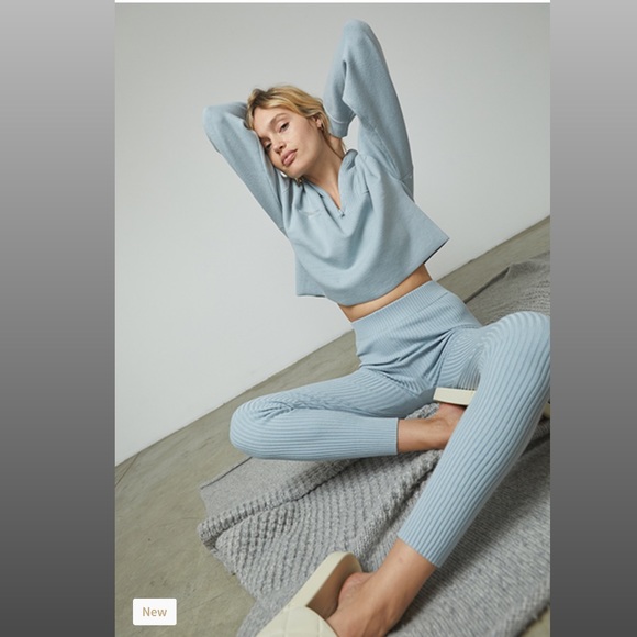 Lunya Cozy Cotton Silk Pullover Quarter Zip Sweater Chilled Blue S M L XL $198 - Picture 4 of 6